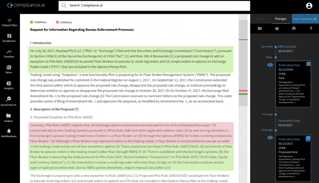 Reducing compliance costs using diffing