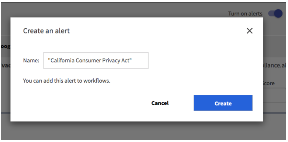 Compliance.ai Create an Alert