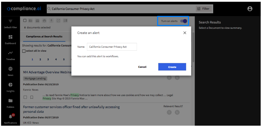 Create an Alert