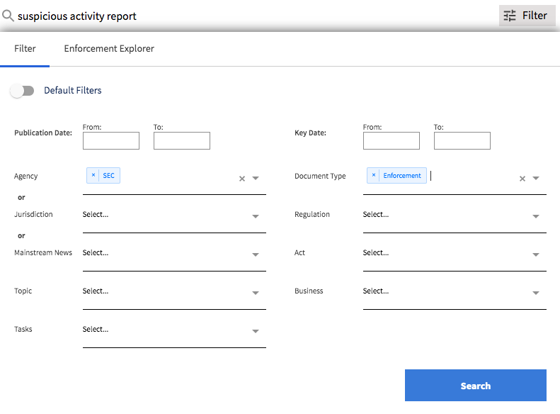 Suspicious Activity Report Filter