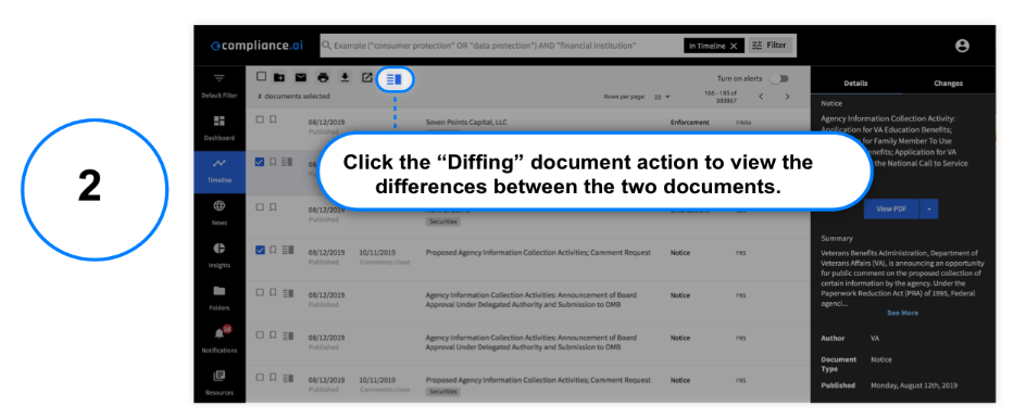 Click the Diffing Icon